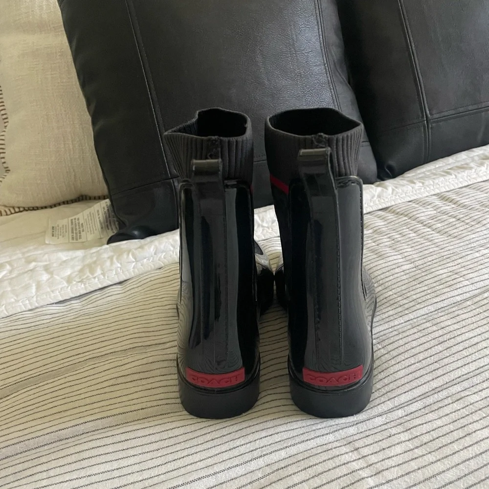 Coach Black and Red Winter Rain Boots - Picture 6 of 6